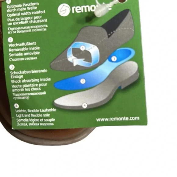 Remonte  shoes, women leather NEW! Chunky heel Dovoo-22, solid,embellished,tan - Picture 14 of 16